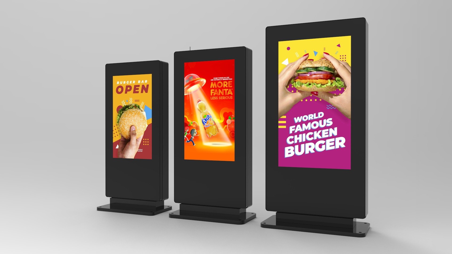 Freestanding Outdoor Digital Totem Kiosks - (43&Quot;-75&Quot;) 7 Ot49 Ot55 Ot65 Size Comparison