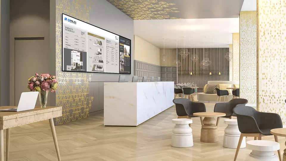 hotel reception screen display