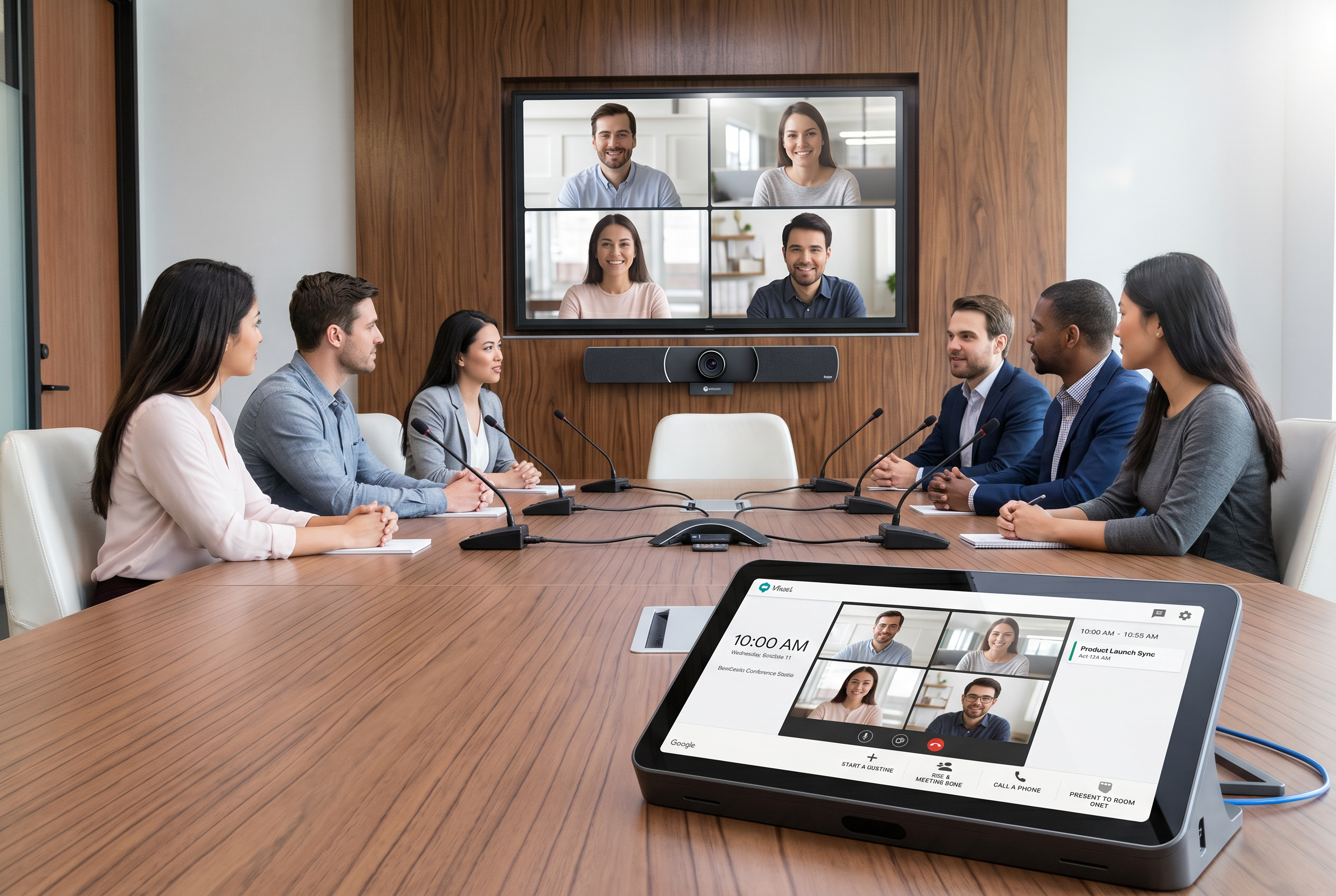 modern office using video conf Nano Banana